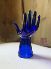 Load image into Gallery viewer, Vintage Cobalt Depression Glass Jewelry Display
