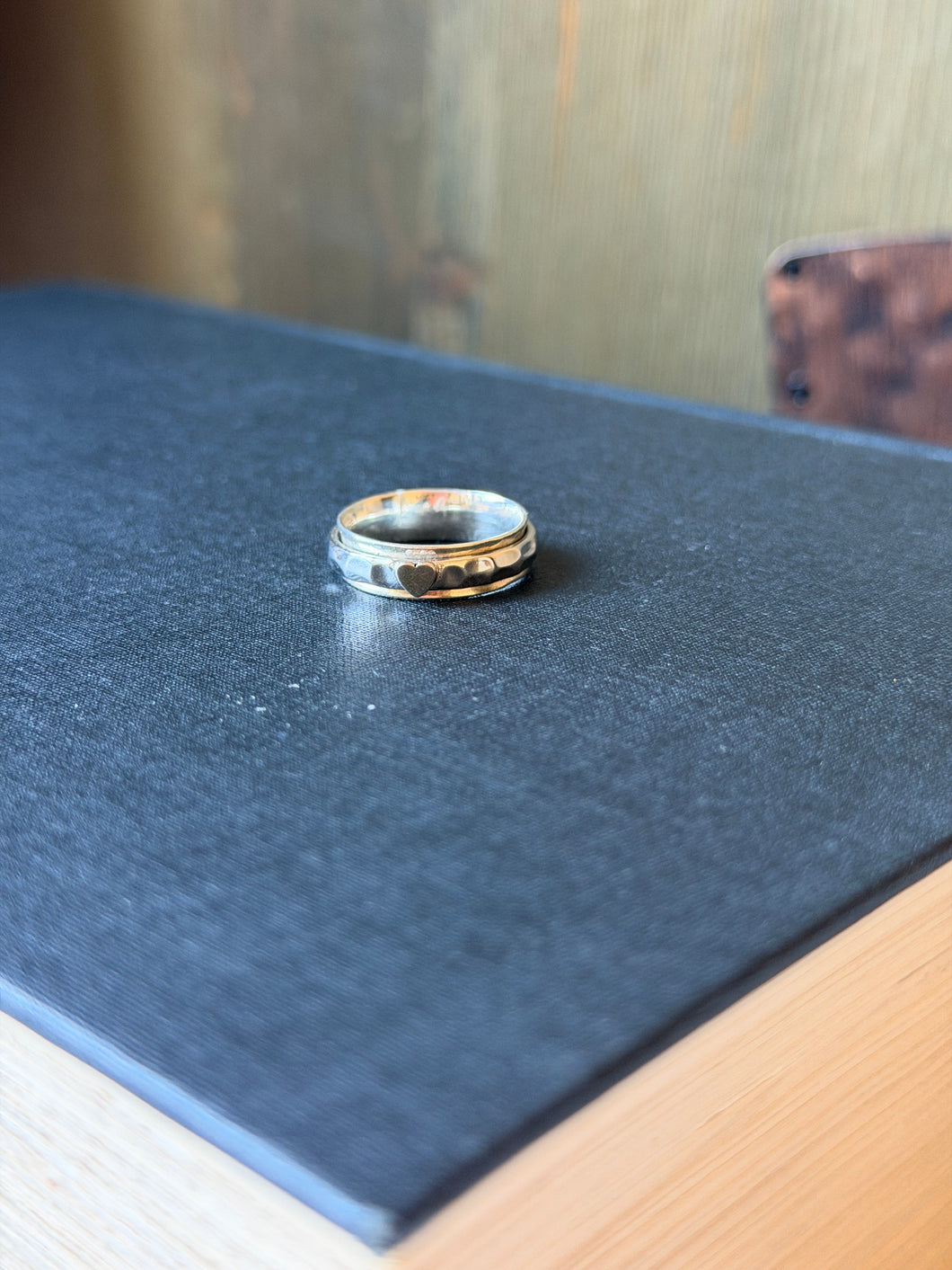 Sandria Heart Spinner Sterling Silver Ring