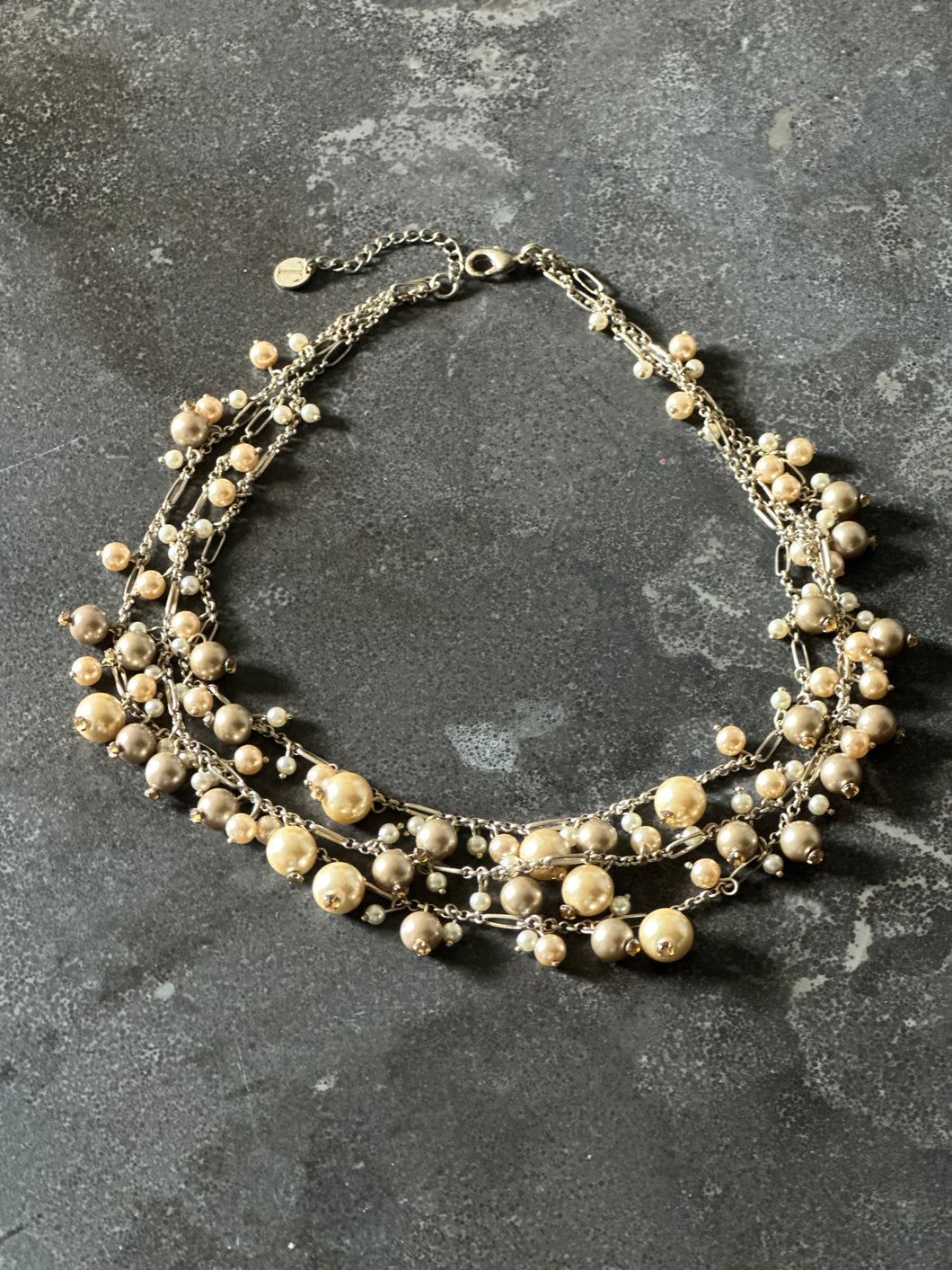 Tabolts Multi Strand Ivory Pearl Necklace