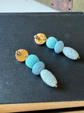 Load image into Gallery viewer, J. Crew Blue Raffia Boho Earrings

