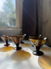 Load image into Gallery viewer, MCM Blown Glass Amber Martini Glass Set
