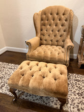 Load image into Gallery viewer, Vintage Tufted Wingback Chair &amp; Ottoman
