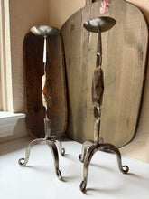 Load image into Gallery viewer, MCM Geometric Hand Forged Candle Holders
