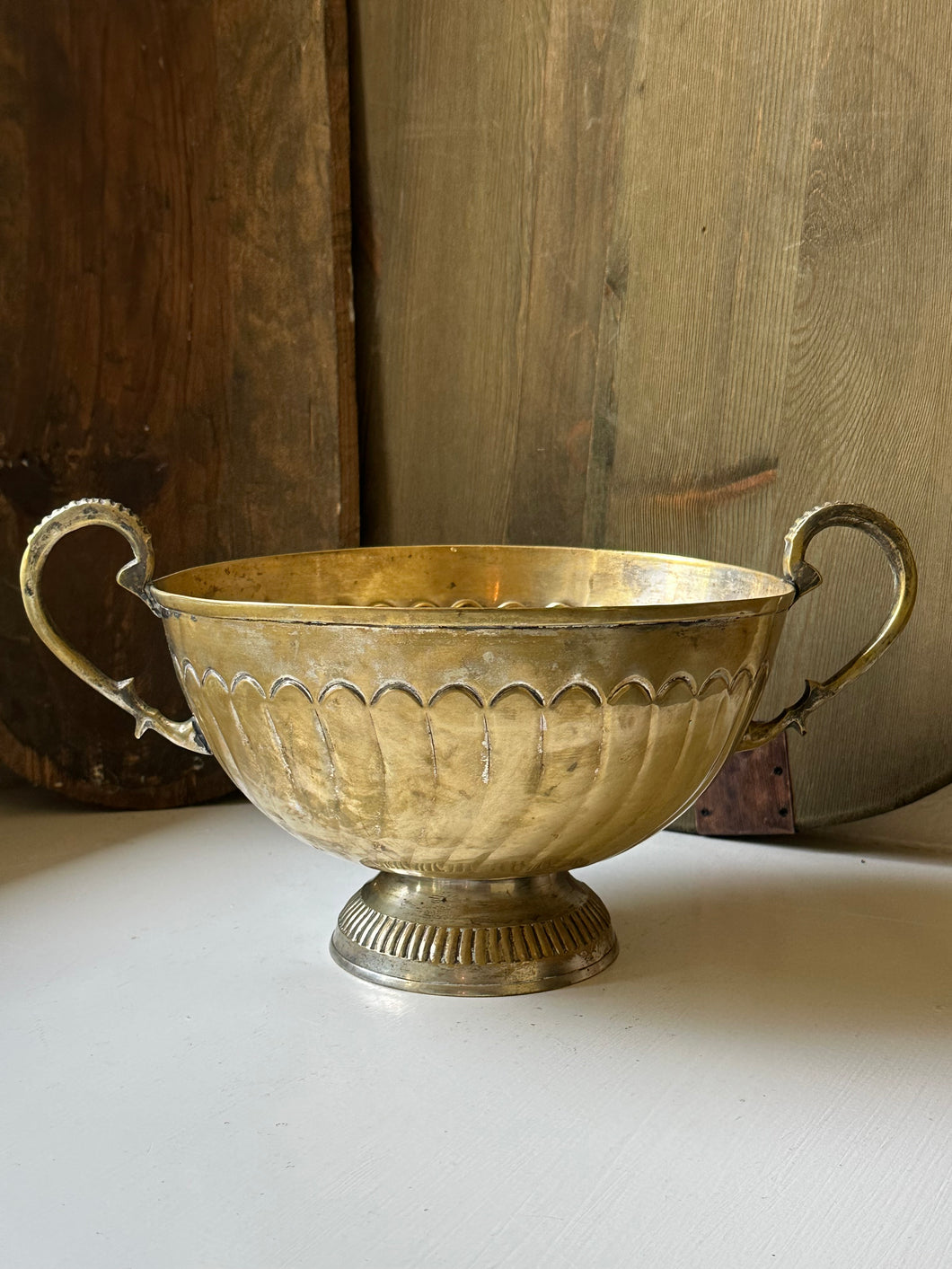 Tarnished Brass Pedestal Bowl