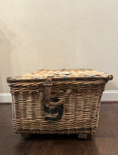 Load image into Gallery viewer, Antique Victorian Wicker Trunk With Skeleton Key
