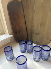 Load image into Gallery viewer, Vintage Cobalt Swirl Blown Glass Set
