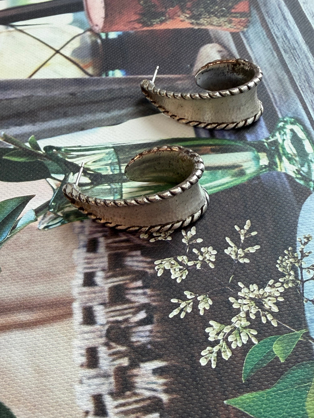 Silver Toned Half Loop Earrings