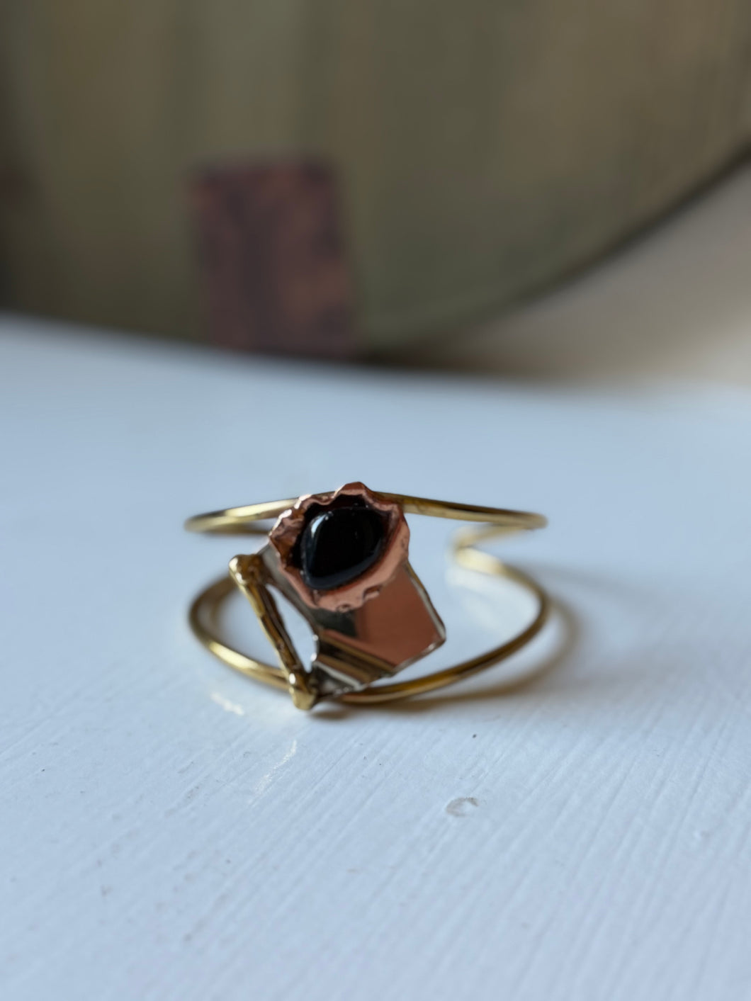 Vintage Designer Copper & Onyx Bracelet