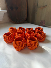 Load image into Gallery viewer, Orange Braided Napkin Ring Set
