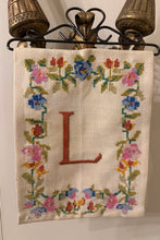 Load image into Gallery viewer, Cross Stitched Monogram "L" Sign
