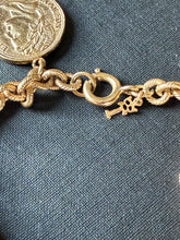 Load image into Gallery viewer, Vintage Crown Trifari Gold Plated Coin Bracelet
