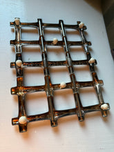 Load image into Gallery viewer, Vintage Silver Plated Expandable Bamboo Trivet
