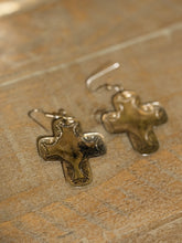 Load image into Gallery viewer, Silver Toned Cross Earrings
