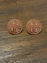Load image into Gallery viewer, Greek Key Enamel Earrings
