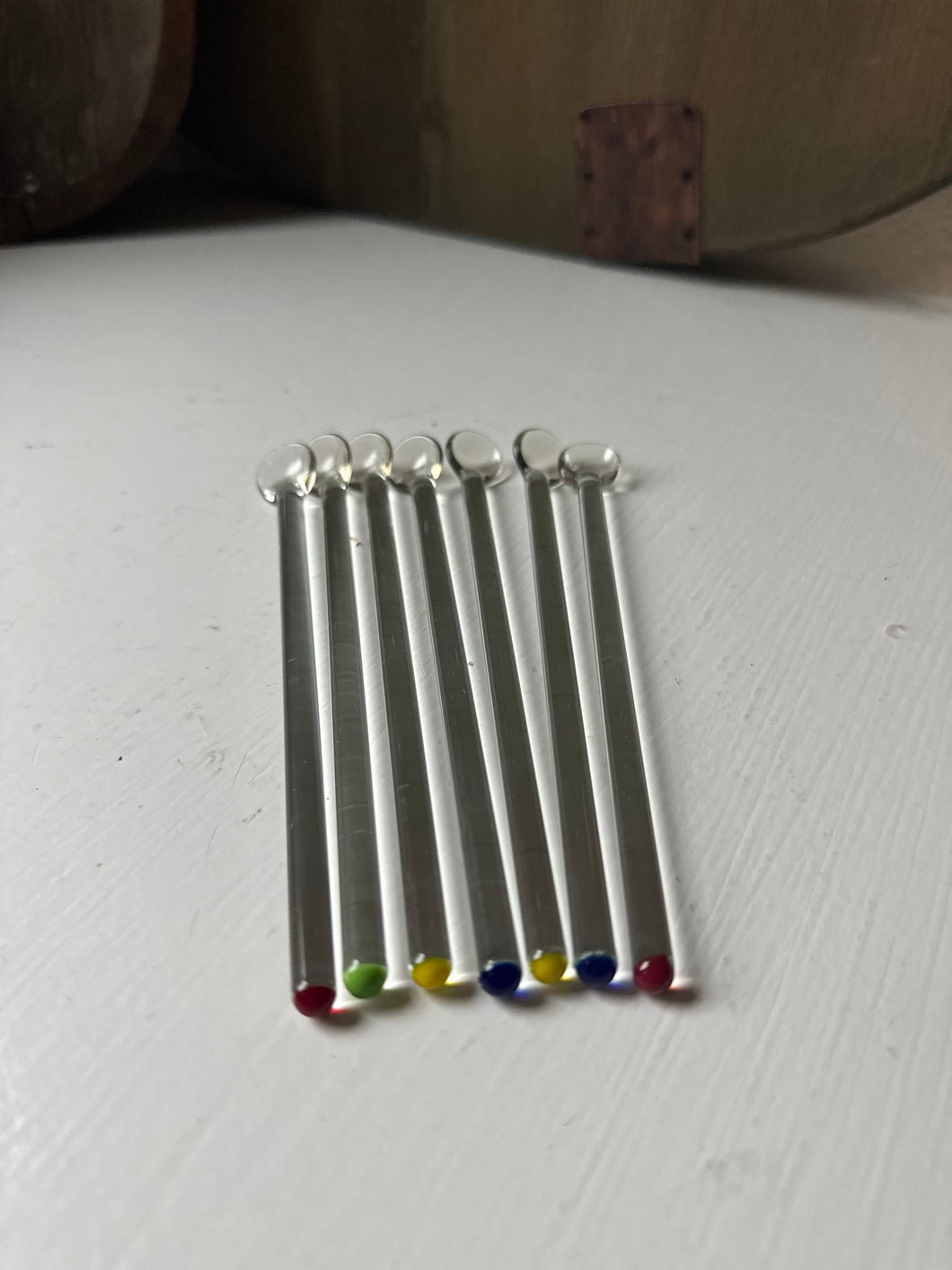 Vintage Glass Swizzle Cocktail Stir Rods