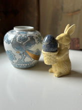 Load image into Gallery viewer, Ceramic Yellow Bunny w/ Blue Marble Egg
