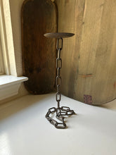Load image into Gallery viewer, Large Handcrafted Brutalist Chain Metal Candle Holder
