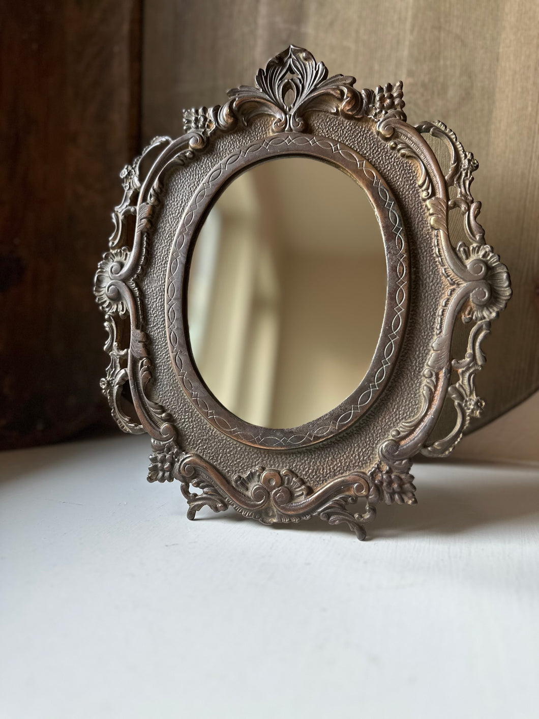 Brass Oval Victorian Mirror