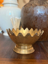 Load image into Gallery viewer, Vintage Scalloped Brass Pedestal Bowl
