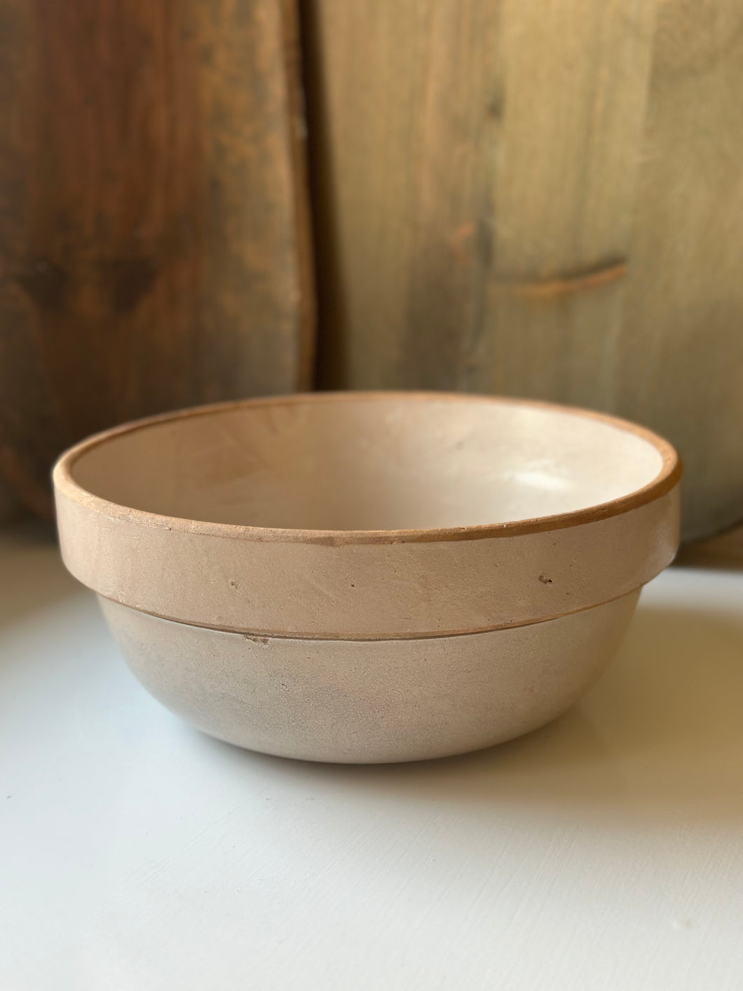 Large Cream Stoneware Bowl