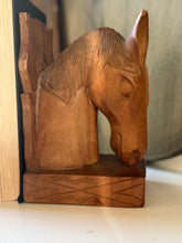 Load image into Gallery viewer, Hand Carved Wooden Horse Bookends

