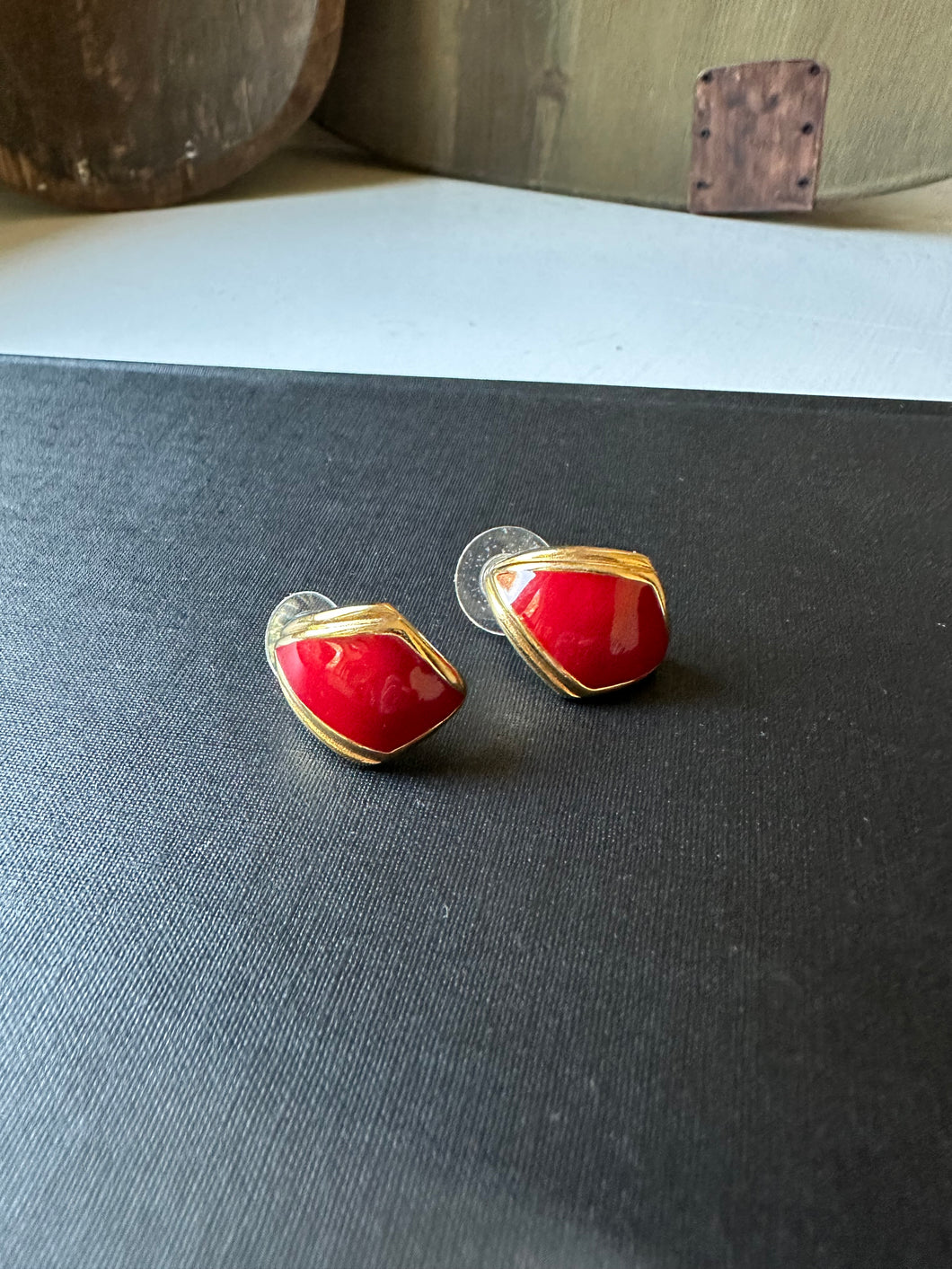 Vintage Monet Red Tear Drop Earrings