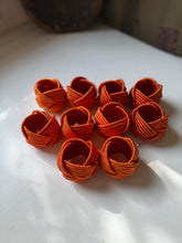 Load image into Gallery viewer, Orange Braided Napkin Ring Set
