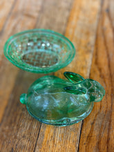 Load image into Gallery viewer, LE Smith Green Glass Bunny Trinket Box
