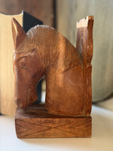 Load image into Gallery viewer, Hand Carved Wooden Horse Bookends

