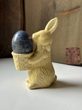 Load image into Gallery viewer, Ceramic Yellow Bunny w/ Blue Marble Egg
