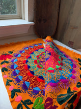 Load image into Gallery viewer, Vintage Chiapas Hand Embroidered Peacock Table Runner

