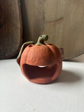 Load image into Gallery viewer, Vintage Terra Cotta Jack O Lantern Votive Holder
