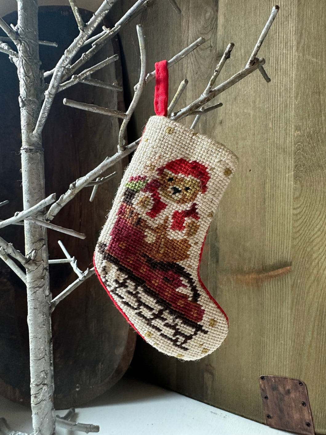 Cross Stitch Teddy Mini Stocking