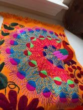 Load image into Gallery viewer, Vintage Chiapas Hand Embroidered Peacock Table Runner
