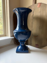 Load image into Gallery viewer, Large Glossy Blue Ceramic Urn Table Vase

