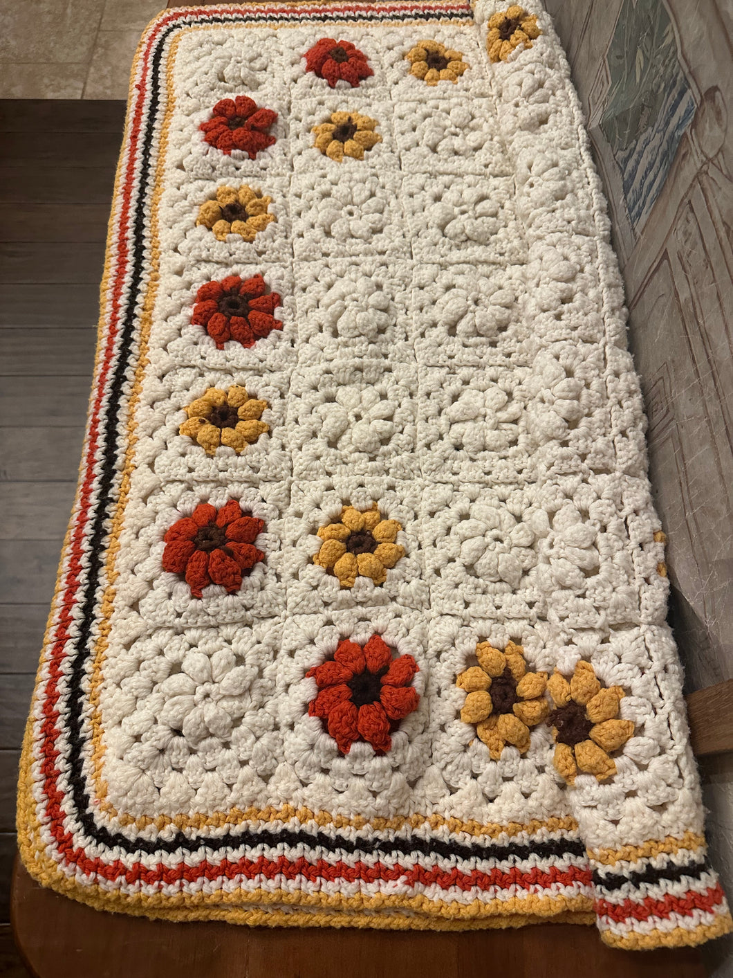 Handmade Vintage Fall Crocheted Blanket