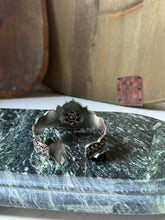Load image into Gallery viewer, Silver Tone Cuff With Tiger's Eye Stone
