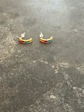 Load image into Gallery viewer, Multicolored Rainbow Hoop Earrings
