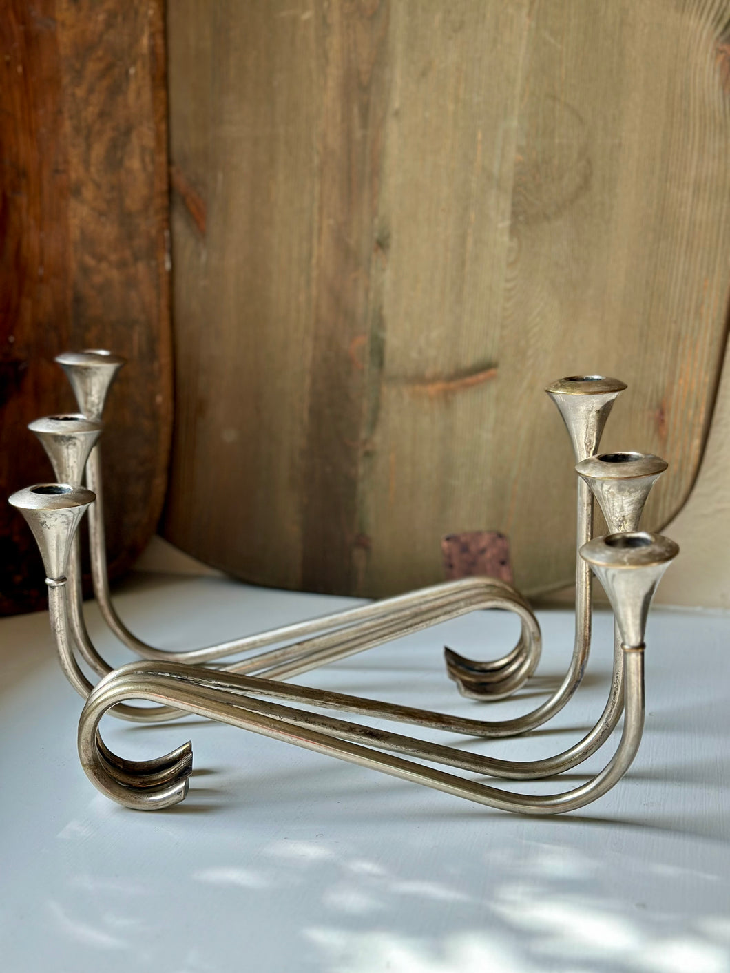 Vintage Silver Plated Danish Candelabra Pair