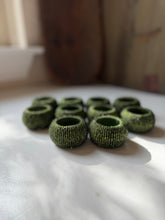 Load image into Gallery viewer, Green Beaded Napkin Ring Set
