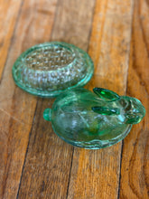 Load image into Gallery viewer, LE Smith Green Glass Bunny Trinket Box
