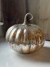 Load image into Gallery viewer, Medium Lit Mercury Glass Pumpkin

