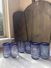Load image into Gallery viewer, Vintage Cobalt Swirl Blown Glass Set
