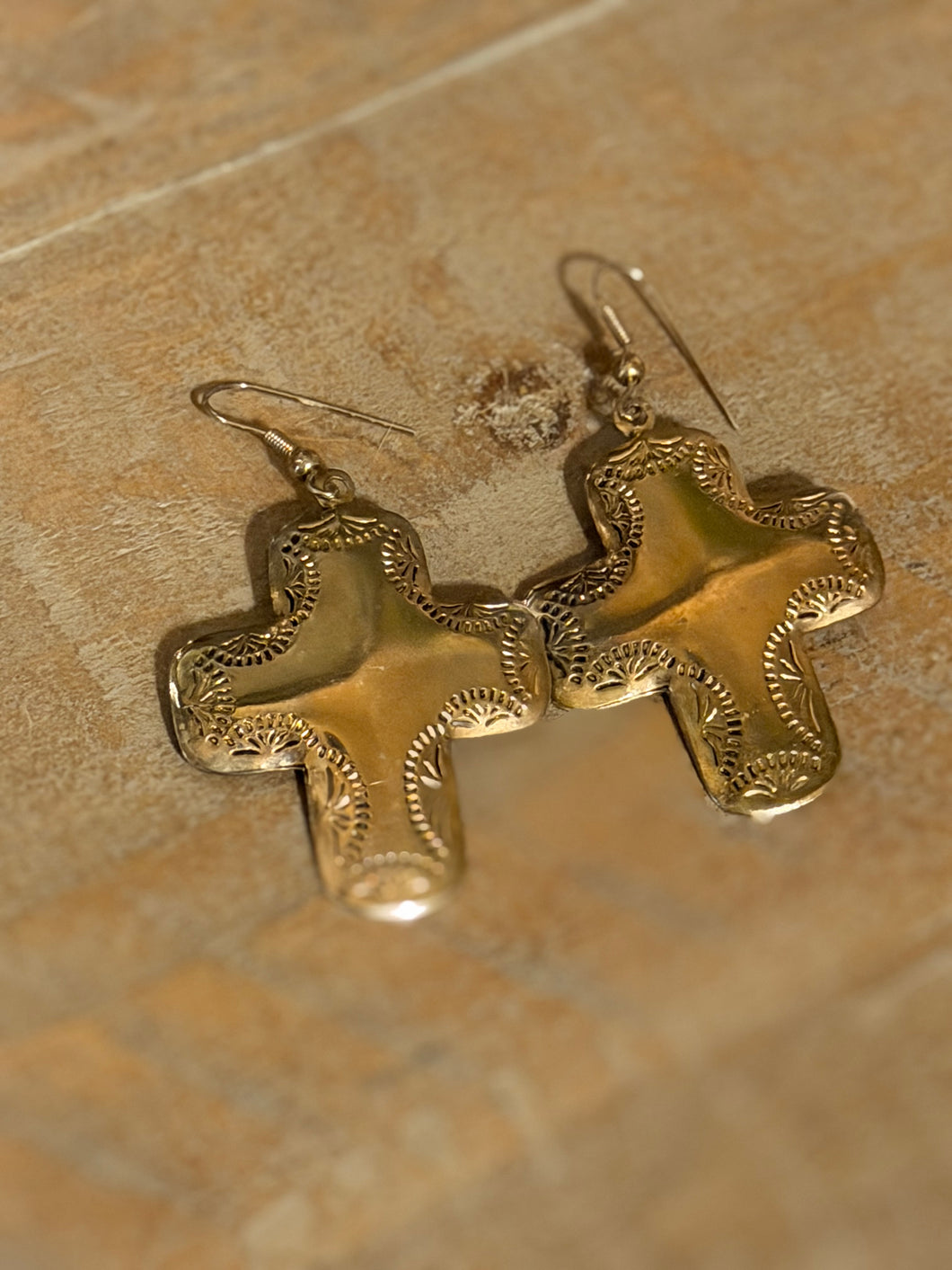 Silver Toned Cross Earrings