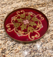 Load image into Gallery viewer, Circular Reverse Painted Glass and Wood Tray
