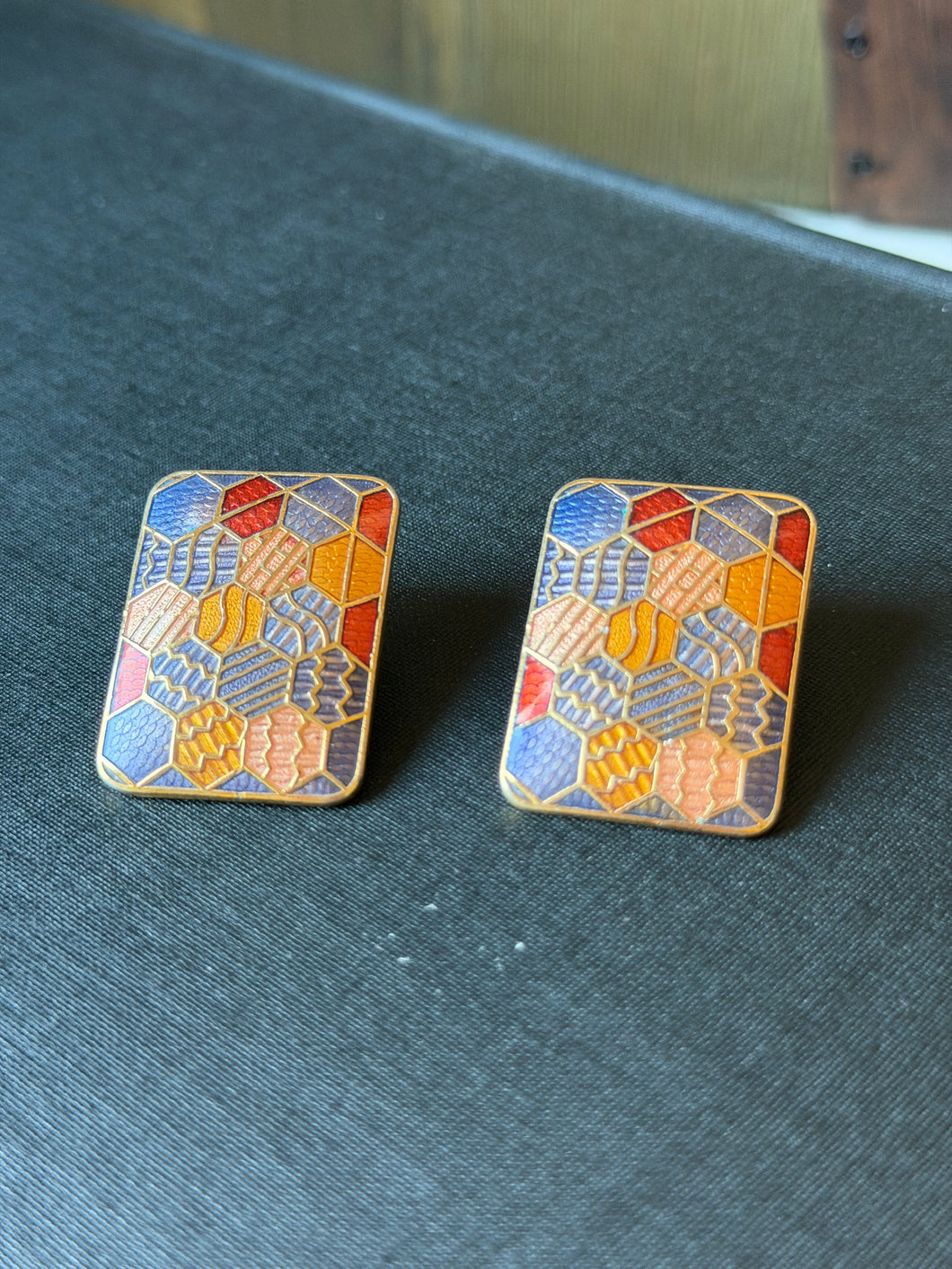 Quilted Enamel Earrings