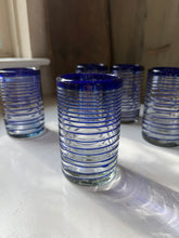 Load image into Gallery viewer, Vintage Cobalt Swirl Blown Glass Set

