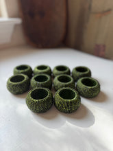 Load image into Gallery viewer, Green Beaded Napkin Ring Set
