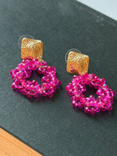 Load image into Gallery viewer, Fuscia Beaded Earrings

