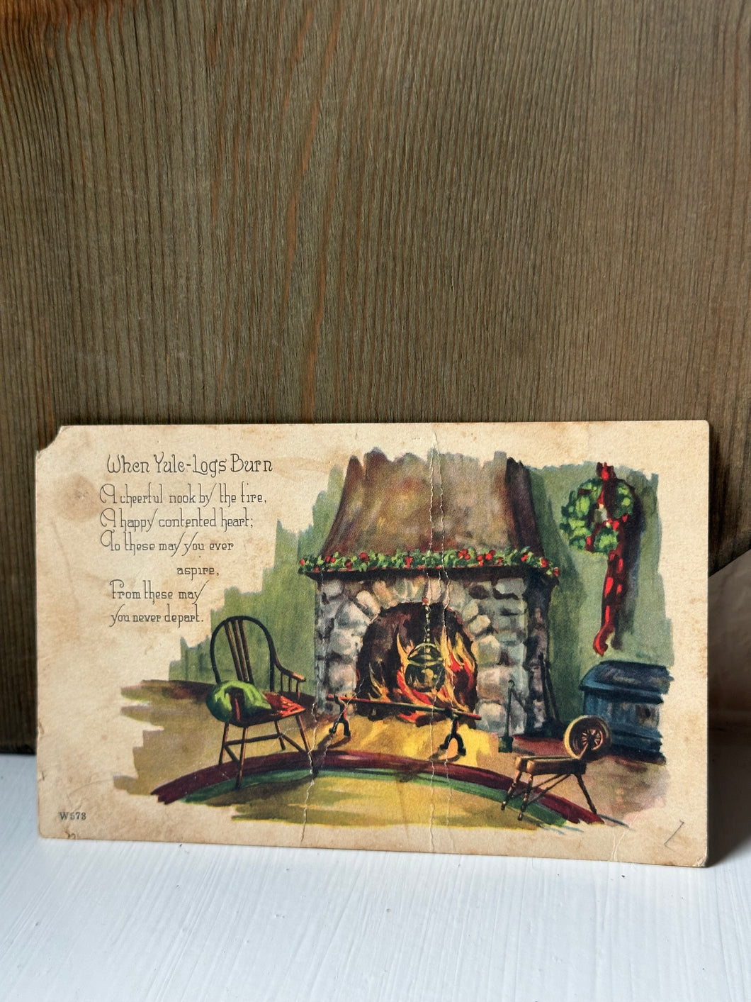 Antique Fireplace Postcard